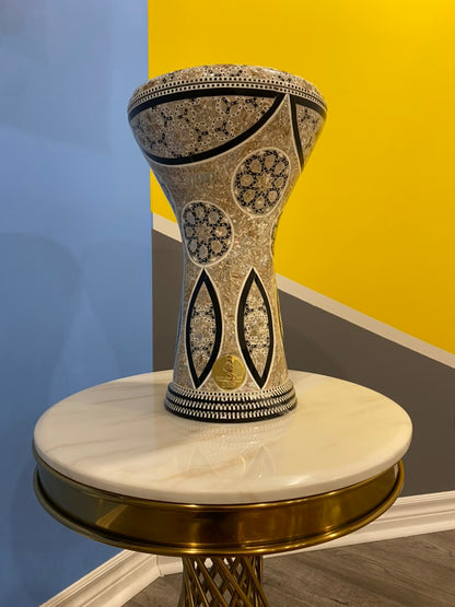 17" Gawharet El Fan Egyptian Handmade Mother of Pearl Darbuka Drum (Tabla Doumbek) Model: PCDW005