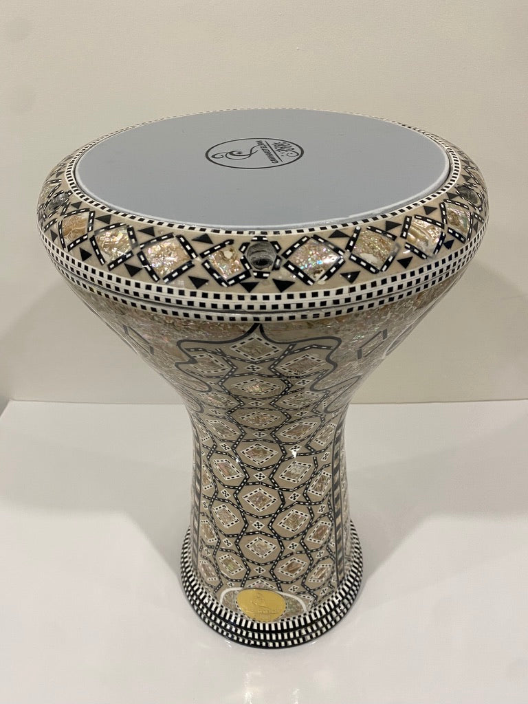 17" Gawharet El Fan Egyptian Handmade Mother of Pearl Darbuka Drum (Tabla Doumbek) Model: PCDW004