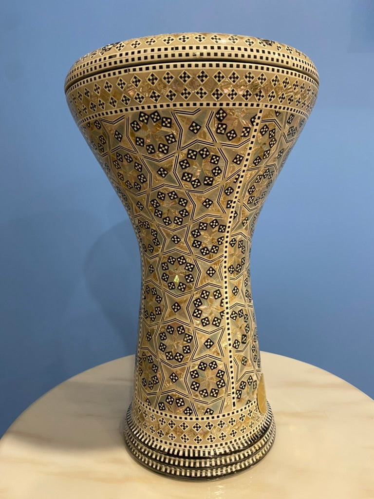 17" Gawharet El Fan Egyptian Handmade Mother of Pearl Darbuka Drum (Tabla Doumbek) Model: PCDW001