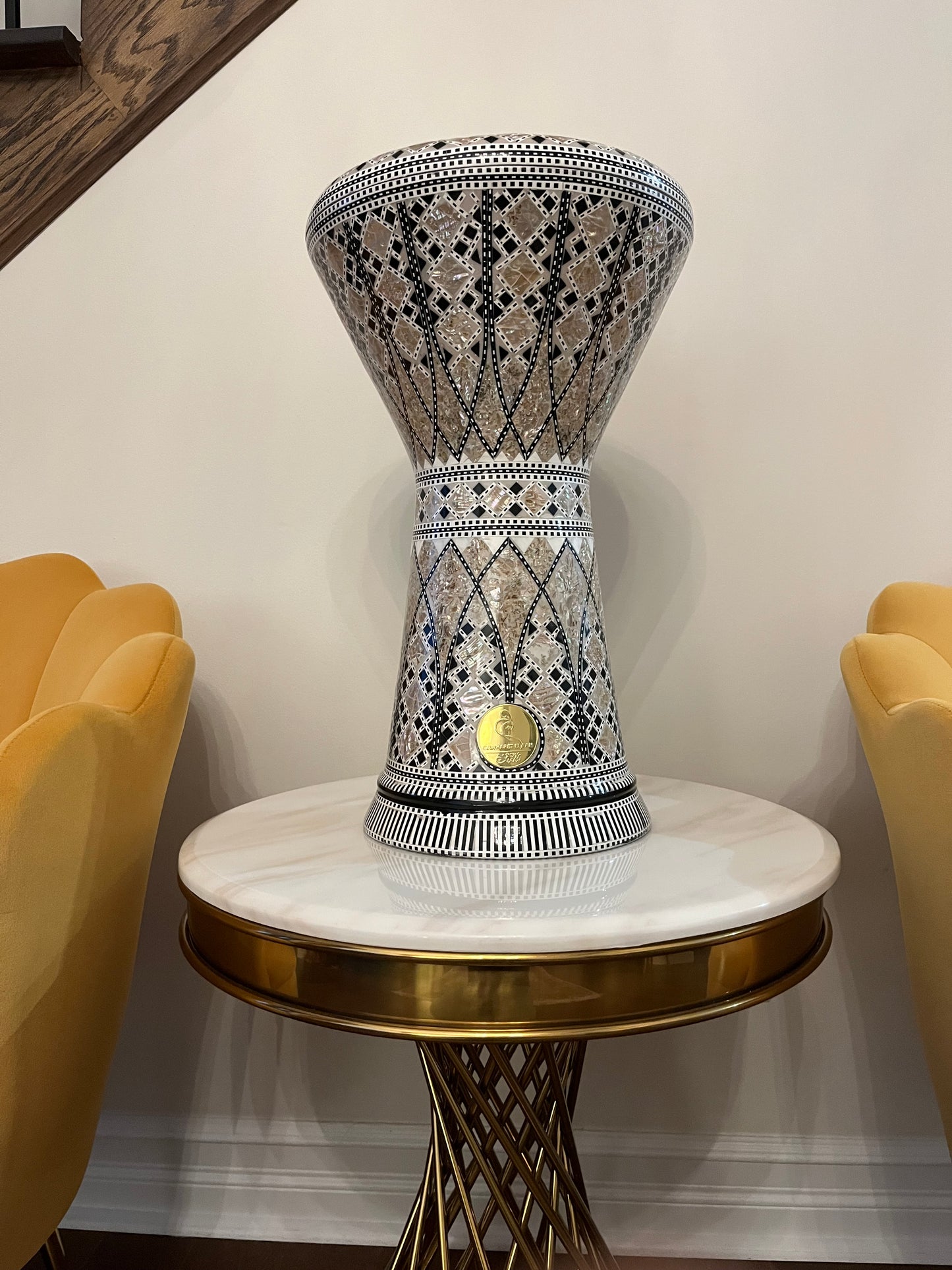 17" Gawharet El Fan  Egyptian handmade Mother of pearl Darbuka Drum (Tabla Doumbek) Model: PCDW002